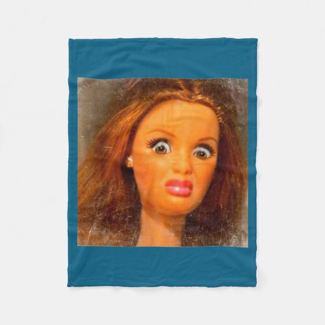 Funny Disgusting Doll Face Meme  Fleece Blanket (Front)