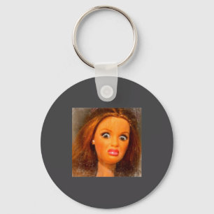 Funny Disgusting Doll Face Meme Keychain