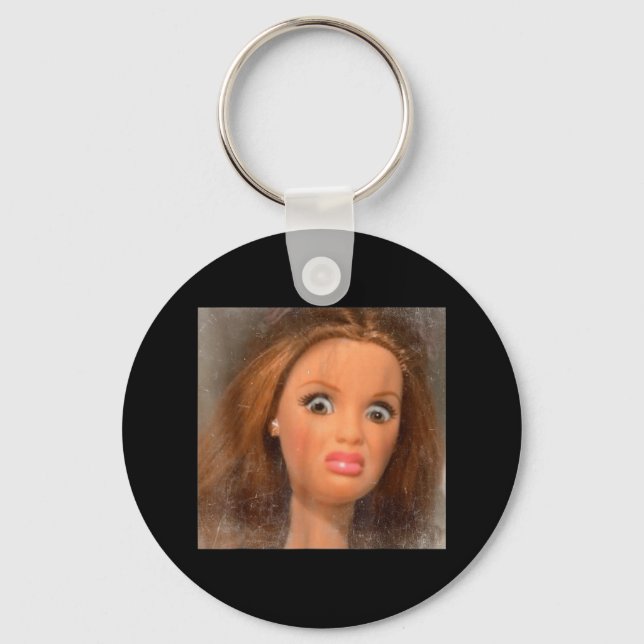 Funny Disgusting Doll Face Meme  Keychain (Front)
