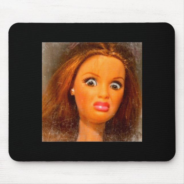 Funny Disgusting Doll Face Meme  Mouse Pad (Front)