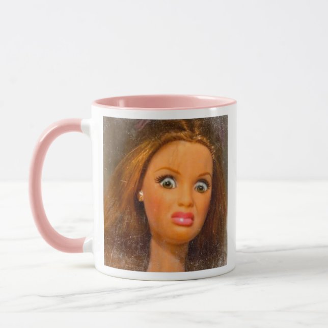 Funny Disgusting Doll face Meme  Mug (Left)
