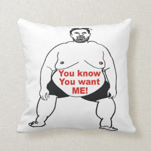 Funny Disgusting Obnoxious Fat Man Throw Pillow