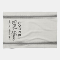 Funny Dish Towel, Cooked with love And Spit Kitchen Towel