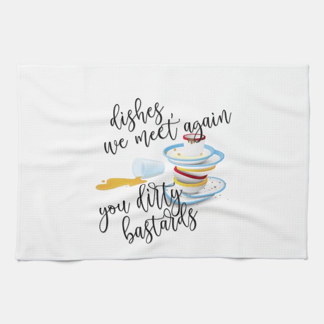 Funny Dishes Design Kitchen Towel (Horizontal)