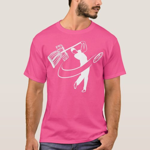 Funny Disk Golfer swinging a basket like a golf cl T_Shirt