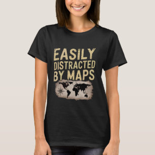 Funny Distracted By Geography Vintage Geography Te T-Shirt