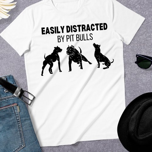Funny Distracted by Pit Bull Dog  T_Shirt