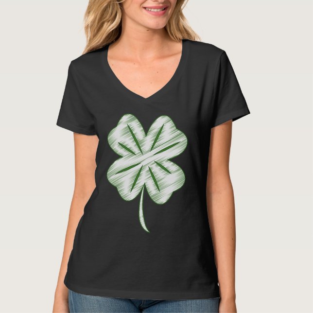 Funny Distressed Four Leaf Clover St Patrick's Day T-Shirt (Front)