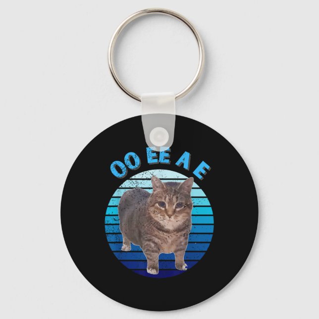 Funny Distressed Oiia Cat Spinning Cat Oi Oi Uiiaa Keychain (Front)