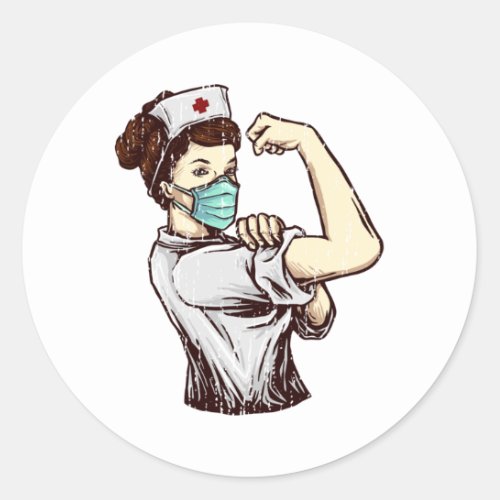 Funny Distressed Retro Vintage Nurse Anesthetist   Classic Round Sticker