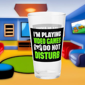 Funny Disturb Word Art Gamer Glass by DoodlesGifts at Zazzle