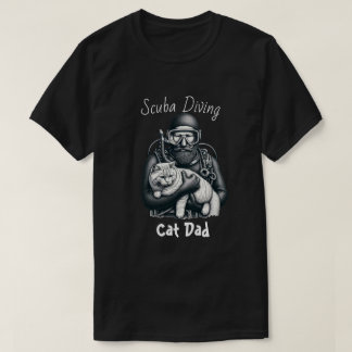 Funny Diver Black Cat Dad Personalize T-Shirt