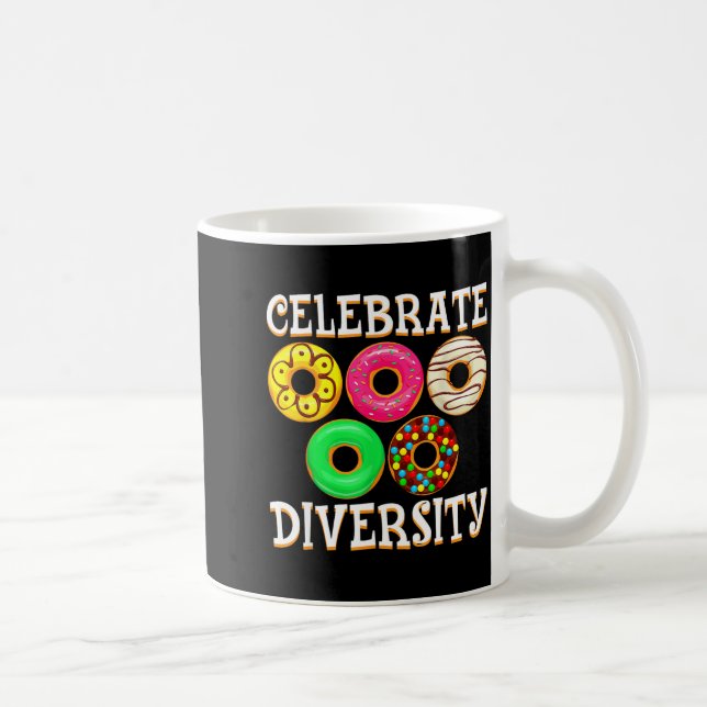 Funny diversity doughnut lover donut day melanin coffee mug (Right)