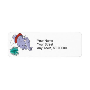 funny diving swimmer elephant cartoon label
