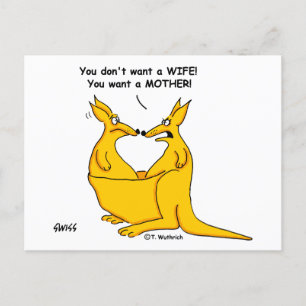 Funny Divorce Announcement Kangaroo Cartoon Postcard