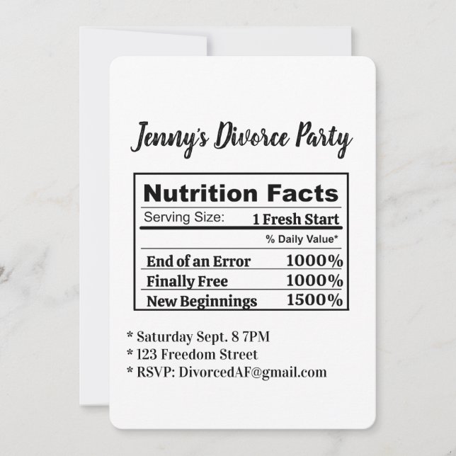 Funny Divorce Party Invite New Beginnings Freedom (Front)