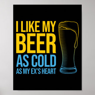 Funny Divorce quote - I Like My Beer as Cold as Poster