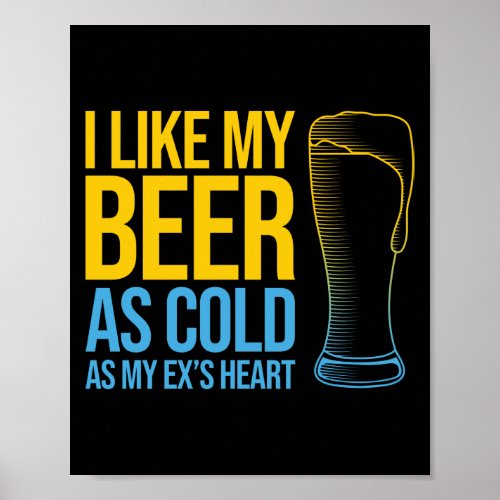 Funny Divorce quote _ I Like My Beer as Cold as Poster