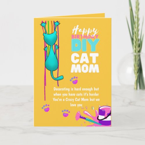 Funny DIY CAT MOM Birthday Card _ Crazy Cat Lady