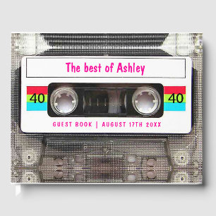 Funny DJ 80s Cassette Tape 40th Birthday guest Guest Book