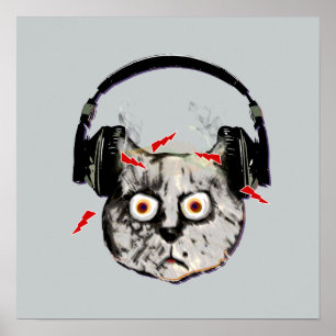 funny DJ cat boltz Poster