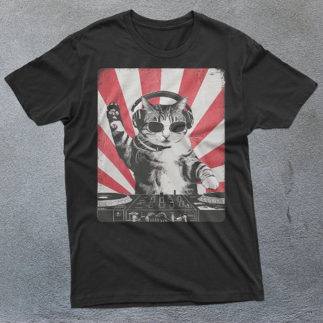 Funny DJ Cat Disco Sound Tech Headphone Music T-Shirt (Creator Uploaded)