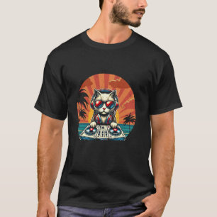 Funny DJ Cat Disco Sound Tech T-Shirt