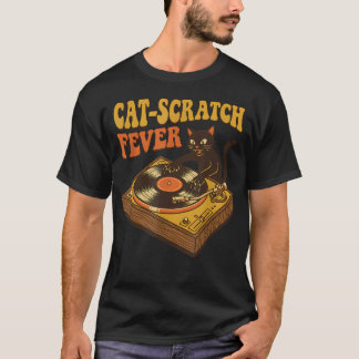 Funny Dj Cat Turntable Vinyl Record Retro T-Shirt