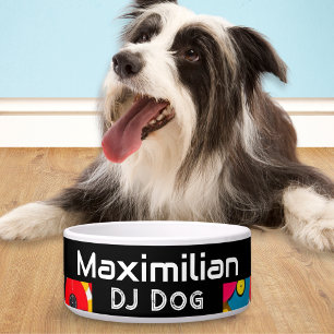 Funny DJ Dog Retro Vinyl Records Colorful Bowl