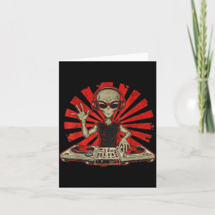 Funny Dj Graphic Tee Music Lover Alien Dj Music Mi Card