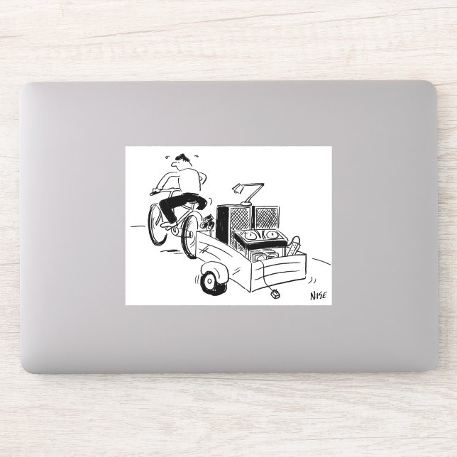 Funny DJ Mobile Disco Record Player Cartoon Sticker (Computer)