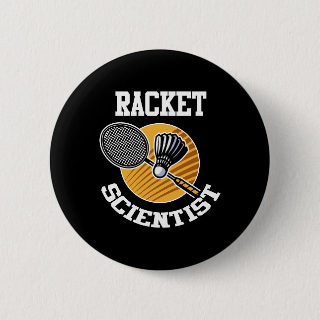 Funny Dminton Player Shirt Racket Scientist Dminto Button (Front)