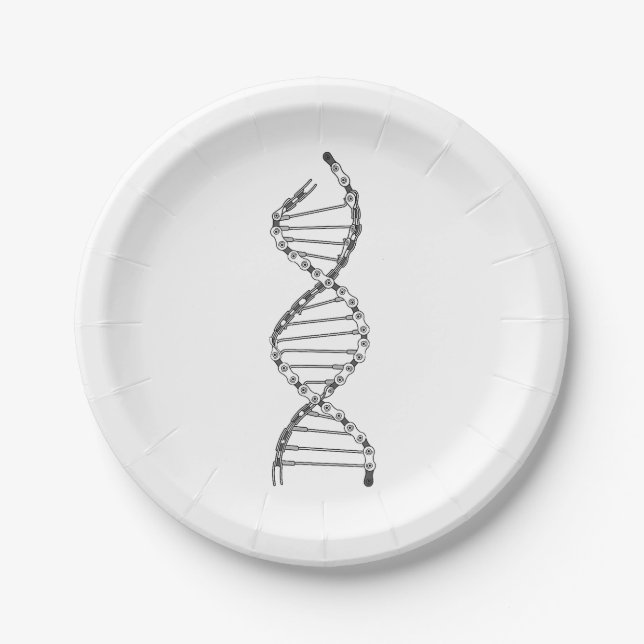 Funny DNA Cycling Bicycle Chain Mountain Bike Love Paper Plates (Front)