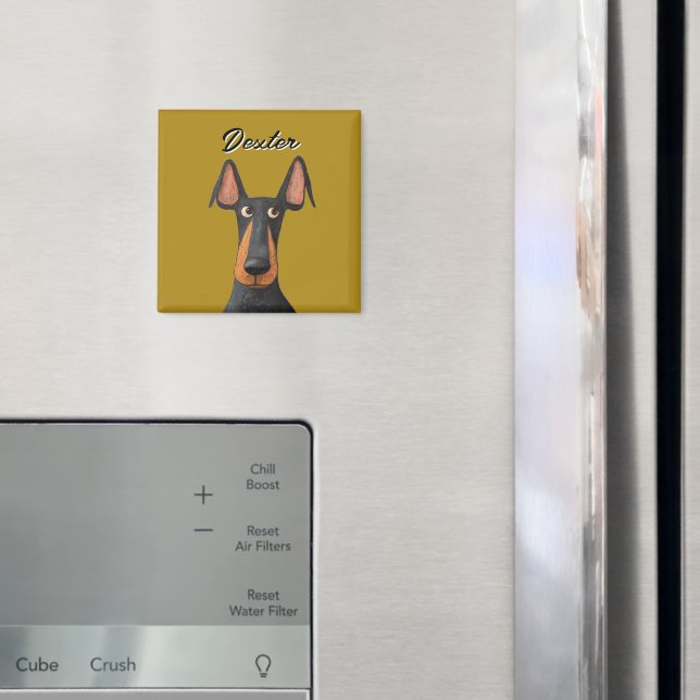 Funny Doberman Dog Black Tan Mustard Yellow  Magnet (In Situ (Fridge))