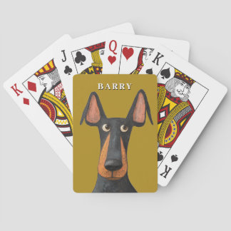 Funny Doberman Dog Black Tan Mustard Yellow Poker Cards