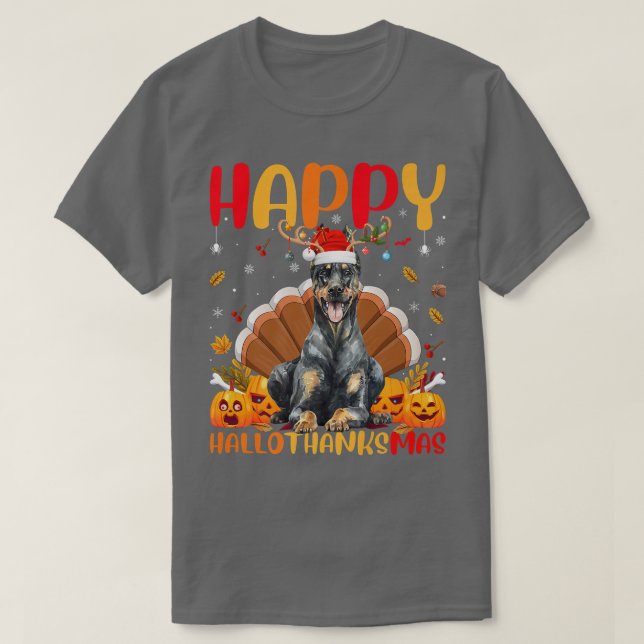 Funny Doberman Dog Lover Happy Doberman HelloThank T-Shirt (Design Front)