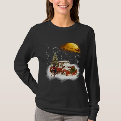 Funny Doberman Dog Snow Red Truck Christmas Xmas T T_Shirt