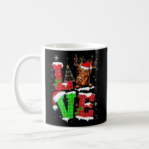 Funny Doberman Dog Tree Christmas Lights Xmas Paja Coffee Mug