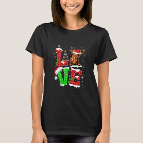 Funny Doberman Dog Tree Christmas Lights Xmas Paja T_Shirt