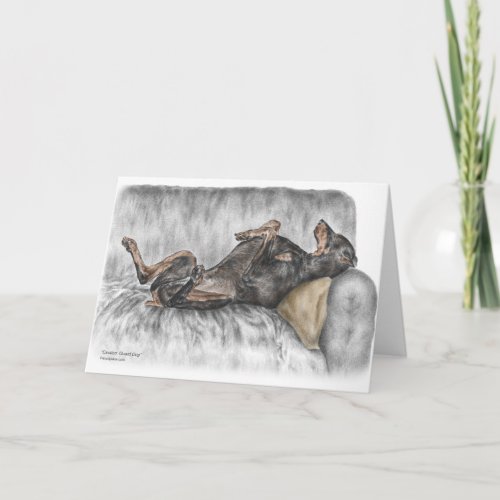 Funny Doberman On Sofa Card Gabriel Angel Design