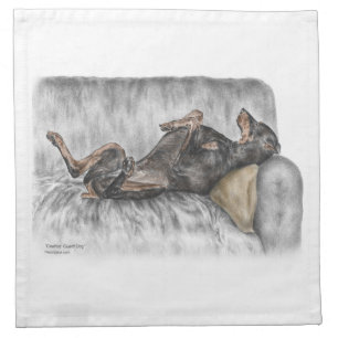 Funny Doberman on Sofa Cloth Napkin