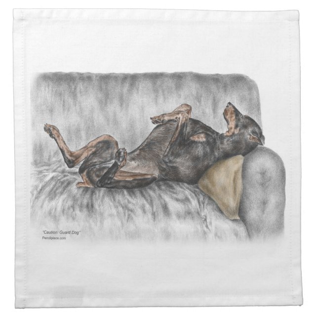 Funny Doberman on Sofa Cloth Napkin (Front)