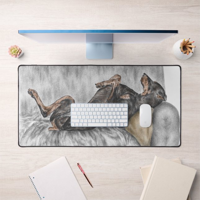 Funny Doberman on Sofa Desk Mat (Office 1)