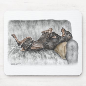 Funny Doberman On Sofa Mouse Pad by KelliSwan at Zazzle