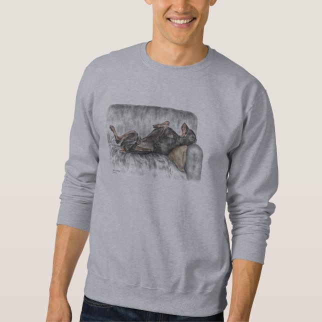 Funny Doberman on Sofa Sweatshirt (Front)