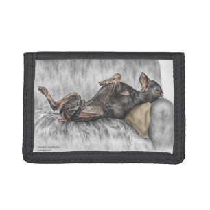 Funny Doberman on Sofa Tri-fold Wallet