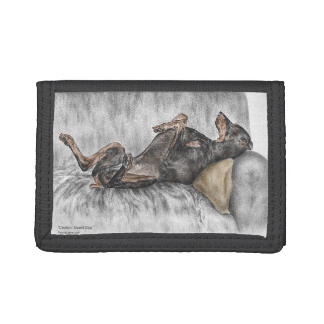 Funny Doberman on Sofa Trifold Wallet (Front)