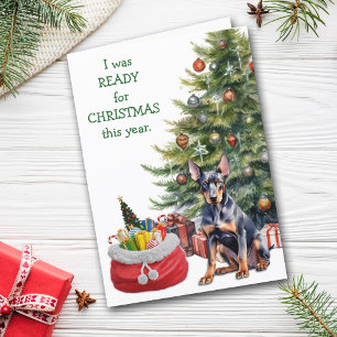 Funny Doberman Pinscher Dog Ready for Christmas Holiday Card