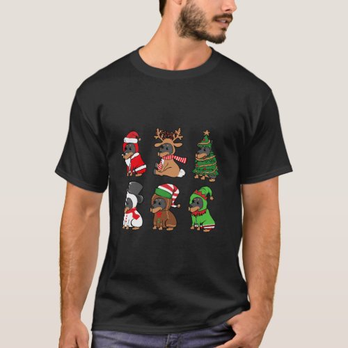Funny Doberman With Christmas Costumes T_Shirt