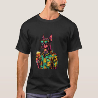 Funny Dobermann Dog Summer Vacation T-Shirt